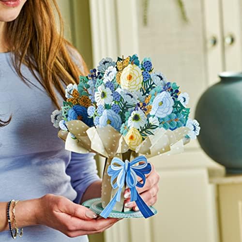 Paper Love Houseppop Magical Flower Bouquet Pop -up Card, com buquê de flores destacáveis, presente