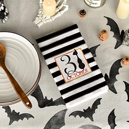 Modo Artóide Stripes 31 de outubro de Happy Halloween Ghost Pumpkins Trailer Toalhas de cozinha Toalhas, 18
