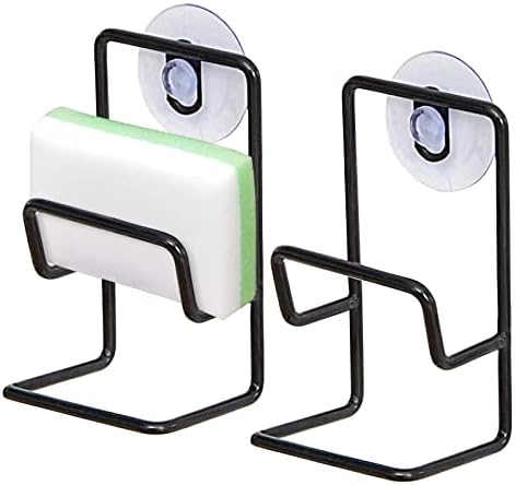 Porta de esponja com copos de sucção, 2 PCs Caddy do organizador de armazenamento da pia do banheiro de cozinha,