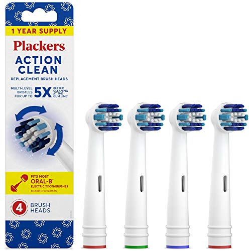 Plackers Action Clean Substaction Brush Heads, 4 contagem