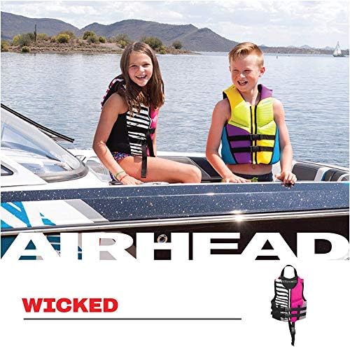 Airhead Wicked Kwik-Dry Neolite Flex Life Jacket, Guarda Costeira dos EUA aprovados, tamanhos de criança