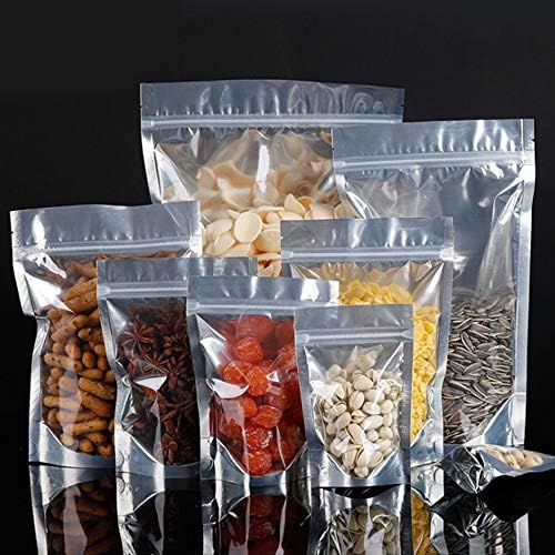 100pcs 3,5 x 5,1 polegadas bolsas de papel saco de pé, sacos de embalagem de alimentos com janela transparente,