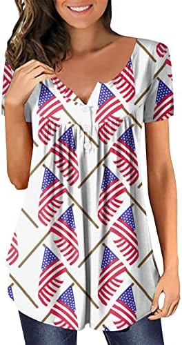 4 de julho Túdos de túnica para mulheres American Flag Hide Shirt Shirt