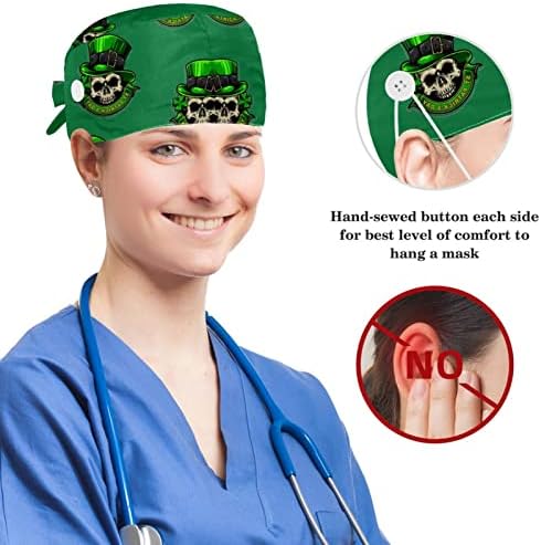 BOUFFANT CAPS COM BOTTON Four Clover Clover Cirúrgico para Medicina e Rabbit Scrunchie Casce de algodão Caps