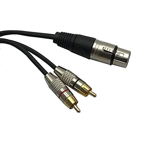 MMNNE 1feet XLR fêmea a 2 x Adaptador de plugue Phono RCA y Cabo de patch splitter, XLR fêmea de 3 pinos a duplo RCA Male Plug Plug Audio Cable Connector