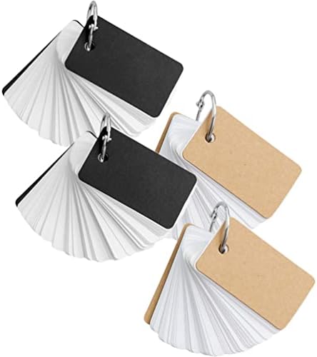 Cartões de flash de tofficu em branco 4pcs cartões de flash com anéis de encadernação no bloco de notas em