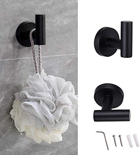 NTIPOX 4 peças preto fosco de aço inoxidável Conjunto de hardware do banheiro incluem anel de toalha