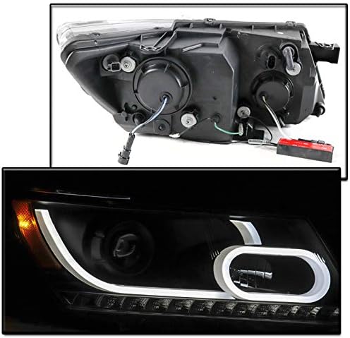 ZMAUTOPTS para 2009-2017 Dodge Journey LED DRL Black Projector Firheads Headlamps com 6,25 LED LED WHITE