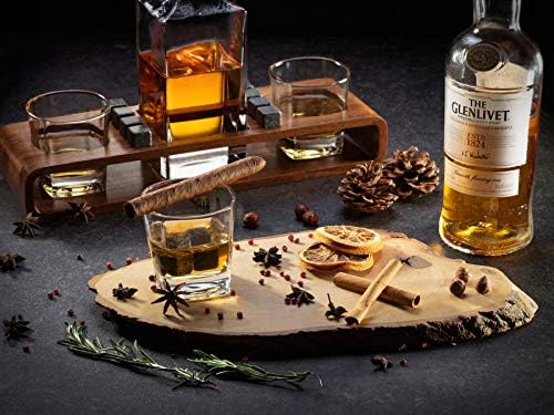 Rocksly Whisky Stones Presente para homens | Decanter de uísque com suporte de madeira | Decanter
