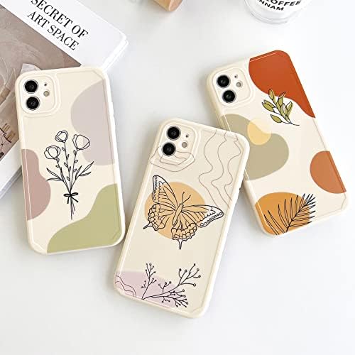 Injpcuca Compatível com iPhone 11 Case, Caso fofo Padrão floral Design abstrato para meninas