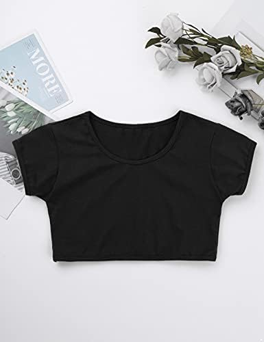 Vernlan Big Girls Bap Sleeve Athletic camisetas Tops de colheita para ativo/esportes/ginástica/dança desgaste