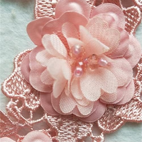 PDGJG Tecido rosa Flor Floral Lace Applique Collar decote Aplique Applique Diy Decote de decote de