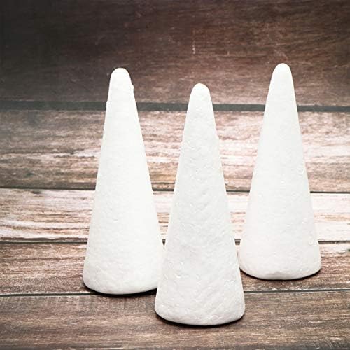 Sewroro Arts Crafts Bola de espuma 10 PCs Cones de espuma de 18,5 cm de estirofo branco em forma de espuma em forma de poliestireno cone para a árvore da árvore de Natal