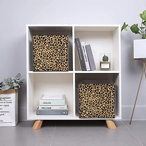Leopard Impresso Bins de armazenamento colapsível Organizador Organizer Trendy Fabric Storage Caixas Inserções de