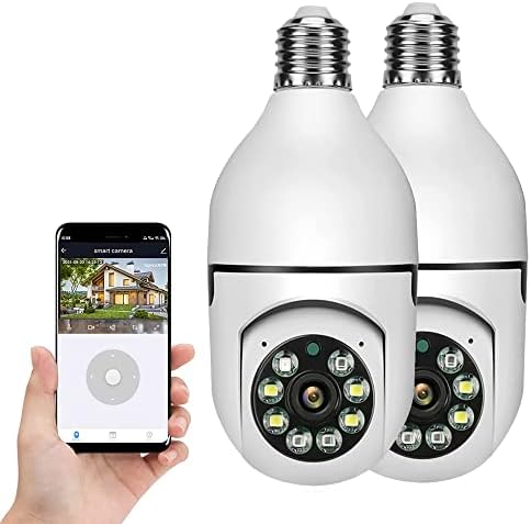 2 Pacote Câmera de segurança da lâmpada branca Lâmpada sem fio com adaptador de extensor de soquete