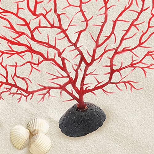 PIUTOUYAR 2PCS Decorações de corais do fã do mar, simulação vermelha ramo de coral marinho para ornamentos