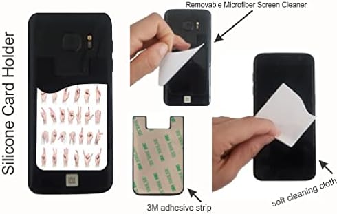 Linguagem de sinais Hands Alphabet Design - Silicone 3M Adhesive Credit Cartão Bolsa de carteira para