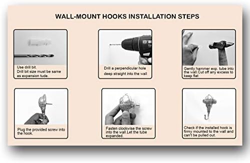 INDIANSHELF 2 PACK GOOK | Ganchos de chave montados na parede | Gancho preto para parede | Ganchos de casaco de montagem na parede de madeira | Ganchos de montagem em loop duplo [10,16 cm]