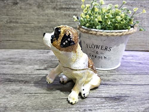 Znewlook New Dog Pewter Bejeweled Hinged Tinket Jewetry Box Box Miniatura Sculpture Sculpture Birthday Gift