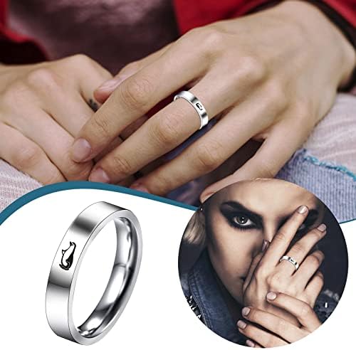 2023 Novo anel de aço de titânio simples de titânio desenho animado feminino anel de jóias fofo pacote 100