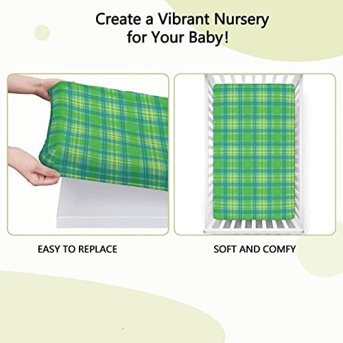 Tartan temático ajustado mini folhas de berço, lençóis mini berços portáteis lençóis Ultra Soft Material para