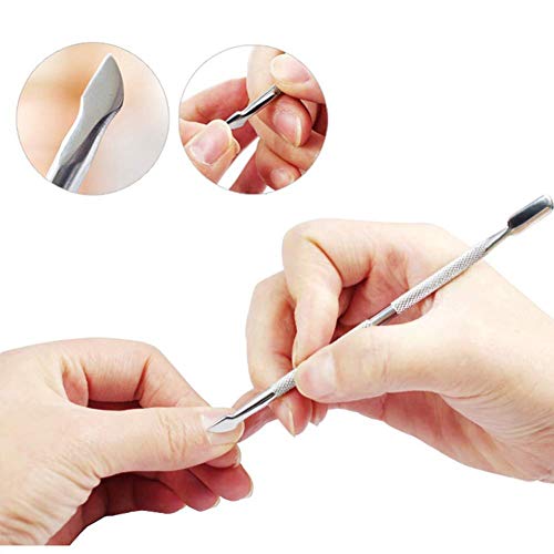 Aparador de cutícula com ferramenta de unhas de decoração de unhas de pushcher cuticle, incluindo conjunto de arquivos de unhas, empurrador e faca do mouse de pó de unhas do separador de faca