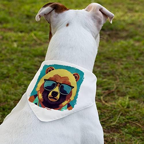 Hipster Art Pet Bandana Collar - colar de cachecol de urso - cão gráfico Bandana - L