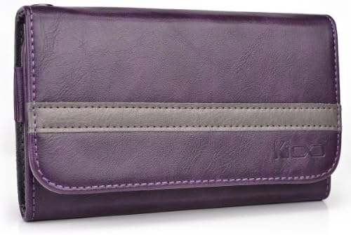 Coldre de caixa da carteira masculina de Kroo para smartphone de até 5,1 polegadas - embalagens sem frustração - roxo com cinza