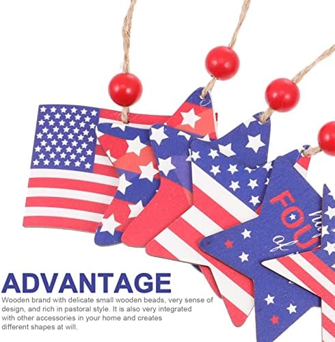 Bestoyard Home Ornament 6pcs Independence Day Tags Star American Flag Pentagrama patriótico Pingente 4 de julho