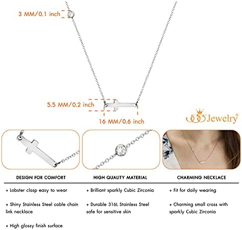 555 Jewelry Aço inoxidável colar de lateral para mulheres, cadeia de 18 a 20 ”