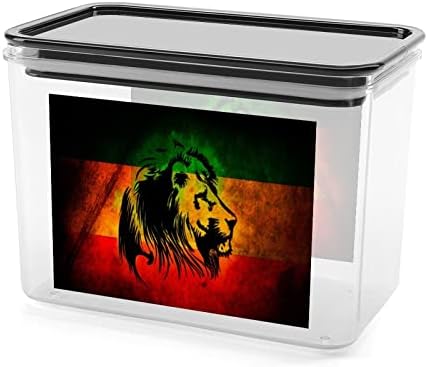 Lion Reggae Jamaica caixa de armazenamento Caixa de contêineres de organizador de alimentos plásticos com tampa