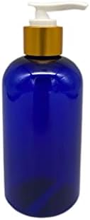 12 pacote - 8 oz - garrafas de plástico azul de Boston - bomba de ouro - para óleos essenciais, perfumes,