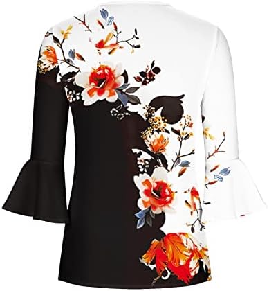 Tops de verão para mulheres, camisetas de botão de impressão floral moderna
