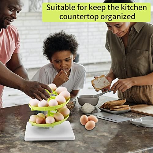 Cesta de ovos em espiral, rack de dispensador de ovos para armazenamento de ovos contém aproximadamente 20 ovos para a bancada da cozinha