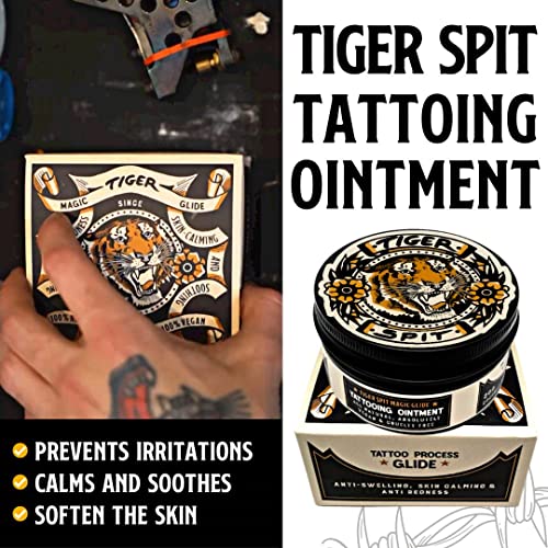 Tigre Spit Tattooing Balm, Balm de tatuagens profissionais para tatuagens artistas, bálsamo de tatuagem vegana para o processo de tatuagem, bálsamo de tatuagem livre de crueldade, 7oz