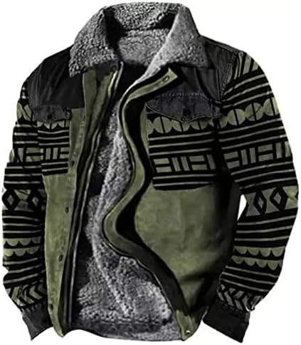 Jaqueta de lã de lã vintage masculino Sherpa