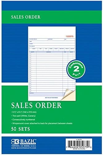 Formulários de pedidos de vendas sem carbono de produtos de carbono 2, 12 entradas - 50 conjuntos por livro