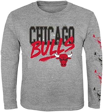 Exterstuff Chicago Bulls Kids Tamanho 4-7 Fique ocupado com o logotipo da equipe de camiseta de manga comprida