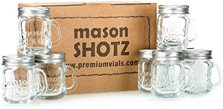 Frascos premium - mini copos de tiro de jarra de pedreiro com alças - tampas à prova de vazamentos