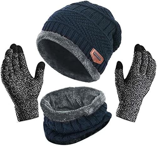 Pacote de 3 pacote de inverno chapéu de lenço de cachecol lutas homens homens homens desleixados de