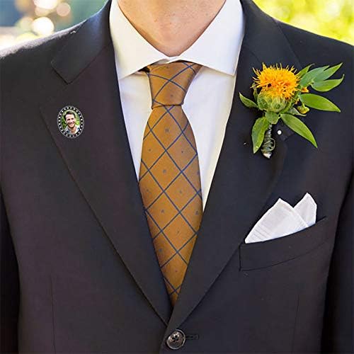 Foto Lapela ou pino de gravata para o noivo Memorial Funeral Boutonniere Pin Adicione sua própria foto com um