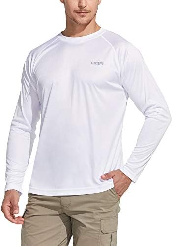 CQR Men's UPF 50+ camisas de manga longa ao ar livre, camisetas de água solta com proteção solar UV, camisetas