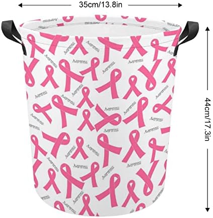 Fita rosa câncer de mama de mama cesto de cesta dobrável roupas altas cestam com alças saco de