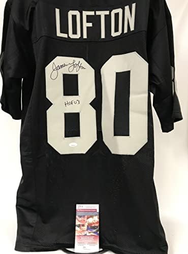 James Lofton assinou autografado 'Hof 03' Oakland Black Football Jersey - JSA COA