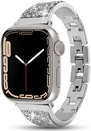 Case -Mate - Banda de aço inoxidável para 42-45mm Apple Watch - Compatível com Série 1/2/3/4/5/6/7/SE - Brilliance