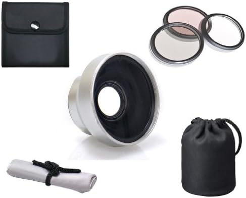 Sony hdr-cx300 de alta definição 3.0x lente telefoto + 3 peças kit de filtro de lente + anel de trampolim +