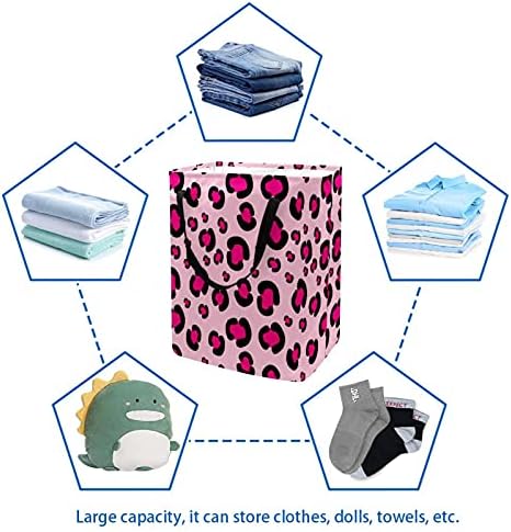 Bin de armazenamento colapsível para cestas de lavanderia de leopardo rosado