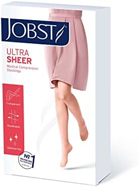 Jobst UltraSheer compressão meias, 8-15 mmhg, coxa alta, dedo do pé fechado