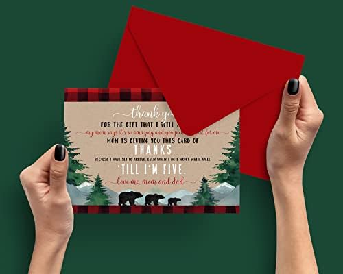 Lumberjack Baby Shower Cards Agradecemos Nota Preenchida de Boy - NotCardards individuais com envelopes -
