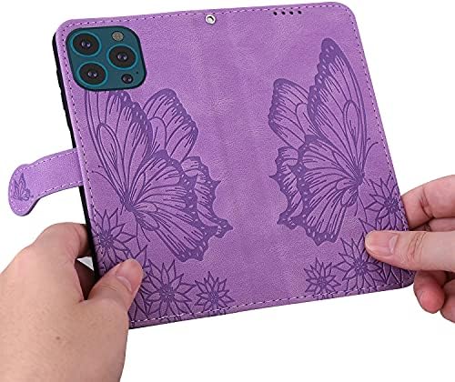 Casca de borboleta CCSmall para Apple iPhone 13 Pro Max For Women Girls, Butterflies vintage Couro
